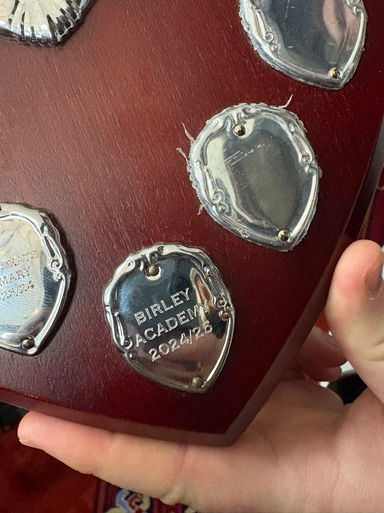 The Birley Academy PE Award name on shield