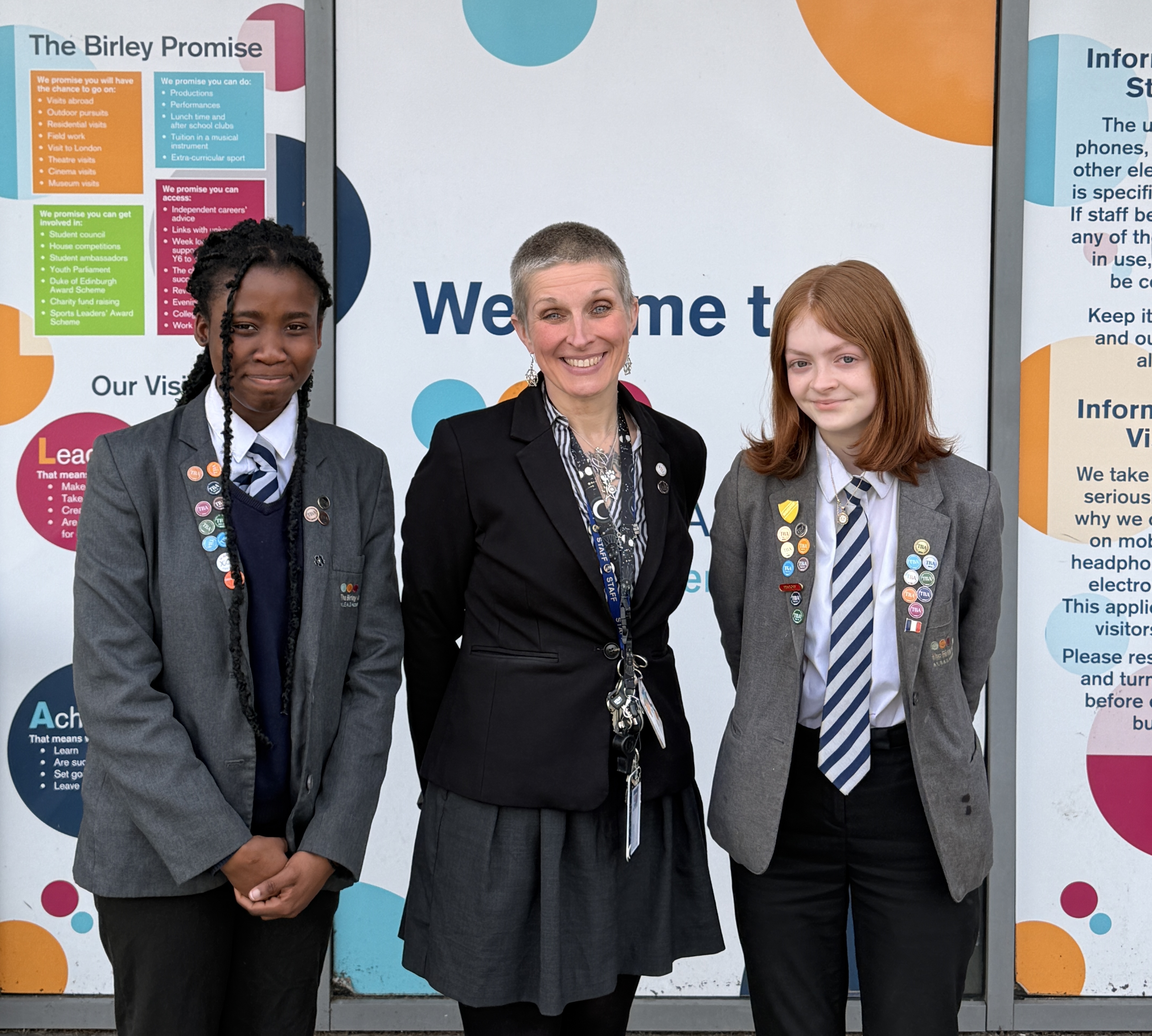 Head students with Mrs Hall Mar26