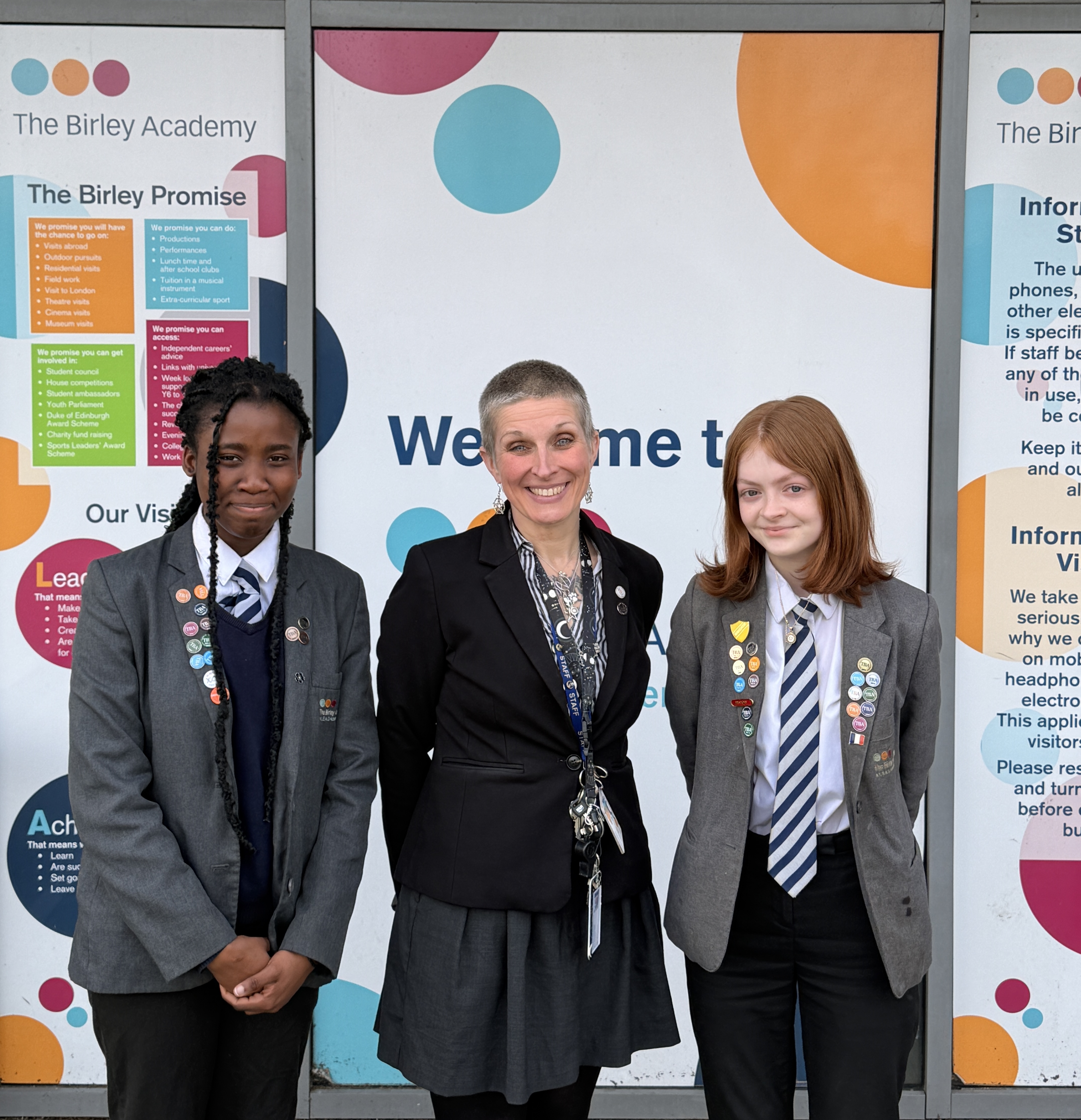 Head students with Mrs Hall Mar26